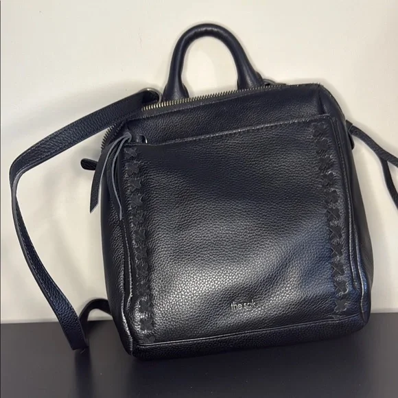 The Sak Black Leather Loyola Mini Convertible Crossbody/Backpack - Picture 1 of 3